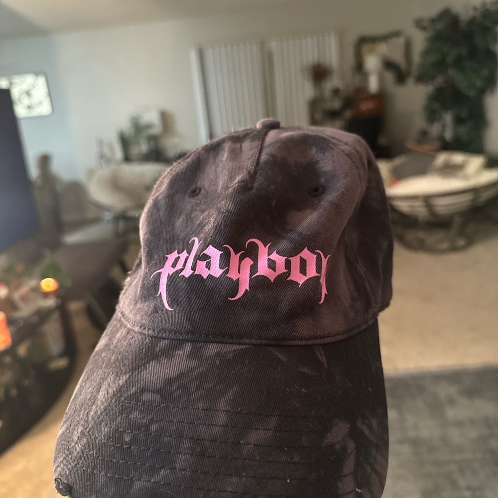 Playboy Black Hat with Pink Script